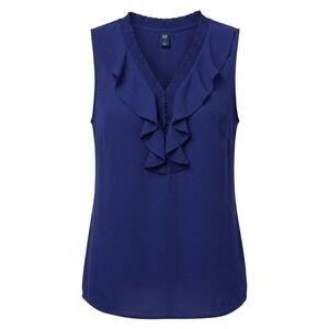 Gap Top Sleeveless Ruffle V-Neck Smocked Purple Polyester Blouse Small